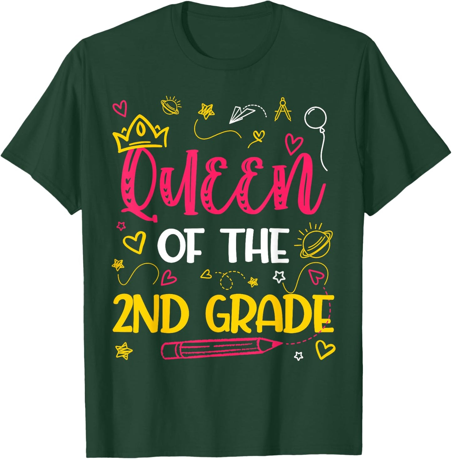 Queen Of 2nd Grade Back To School Second Grade Gifts Girls T-Shirt - T-Shirt | Forest