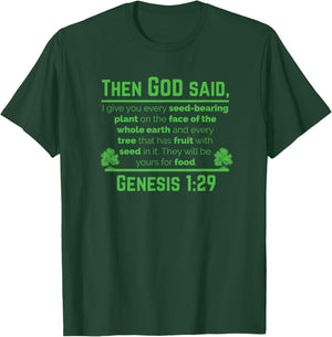 Genesis 1:29 Plant Based Diet Vegan Vegetarian Animal Lovers T-Shirt - T-Shirt | Forest