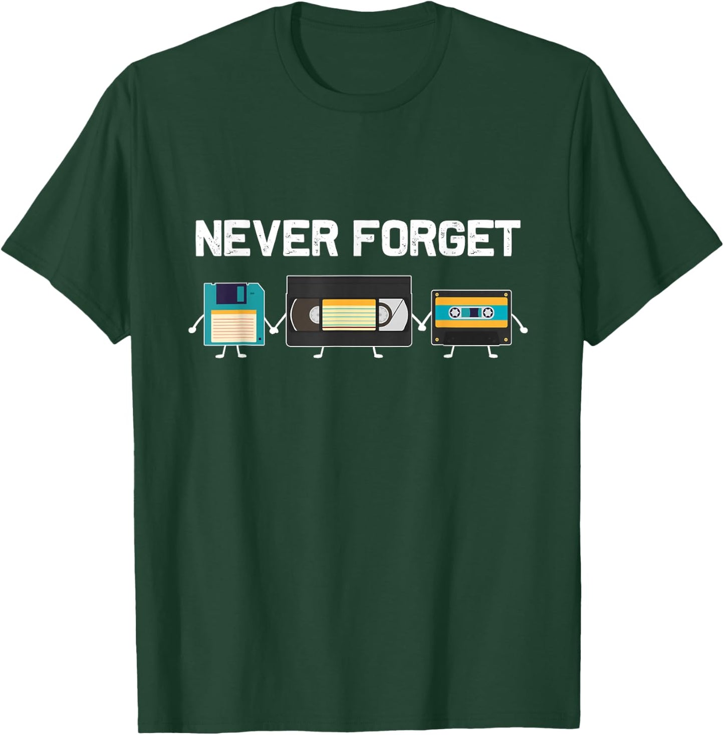 Never Forget VHS Tape Cassette Floppy Disk - 80s & 90s Gift T-Shirt - T-Shirt | Forest