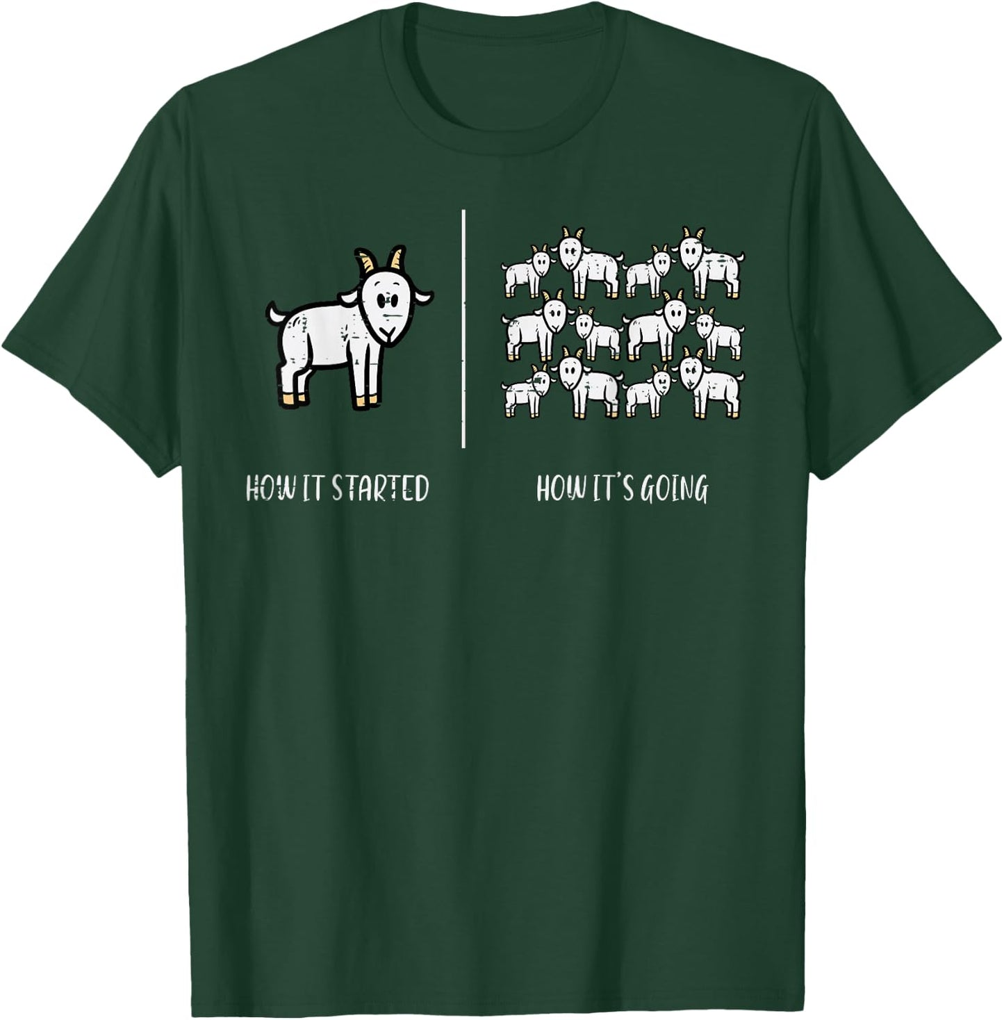 Goats How It Started Going Funny Farm Farmer Men Women Kids T-Shirt - T-Shirt | Forest