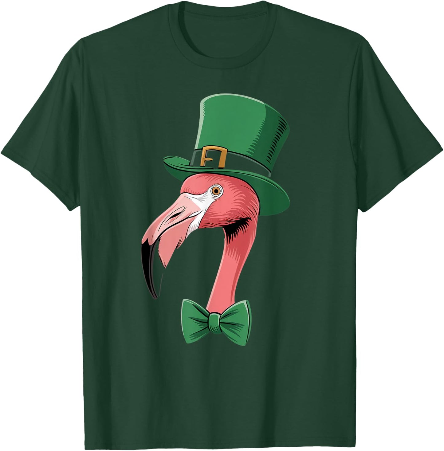 Green Flamingo shamrock on St Patricks Day Flamingo T-Shirt - T-Shirt | Forest