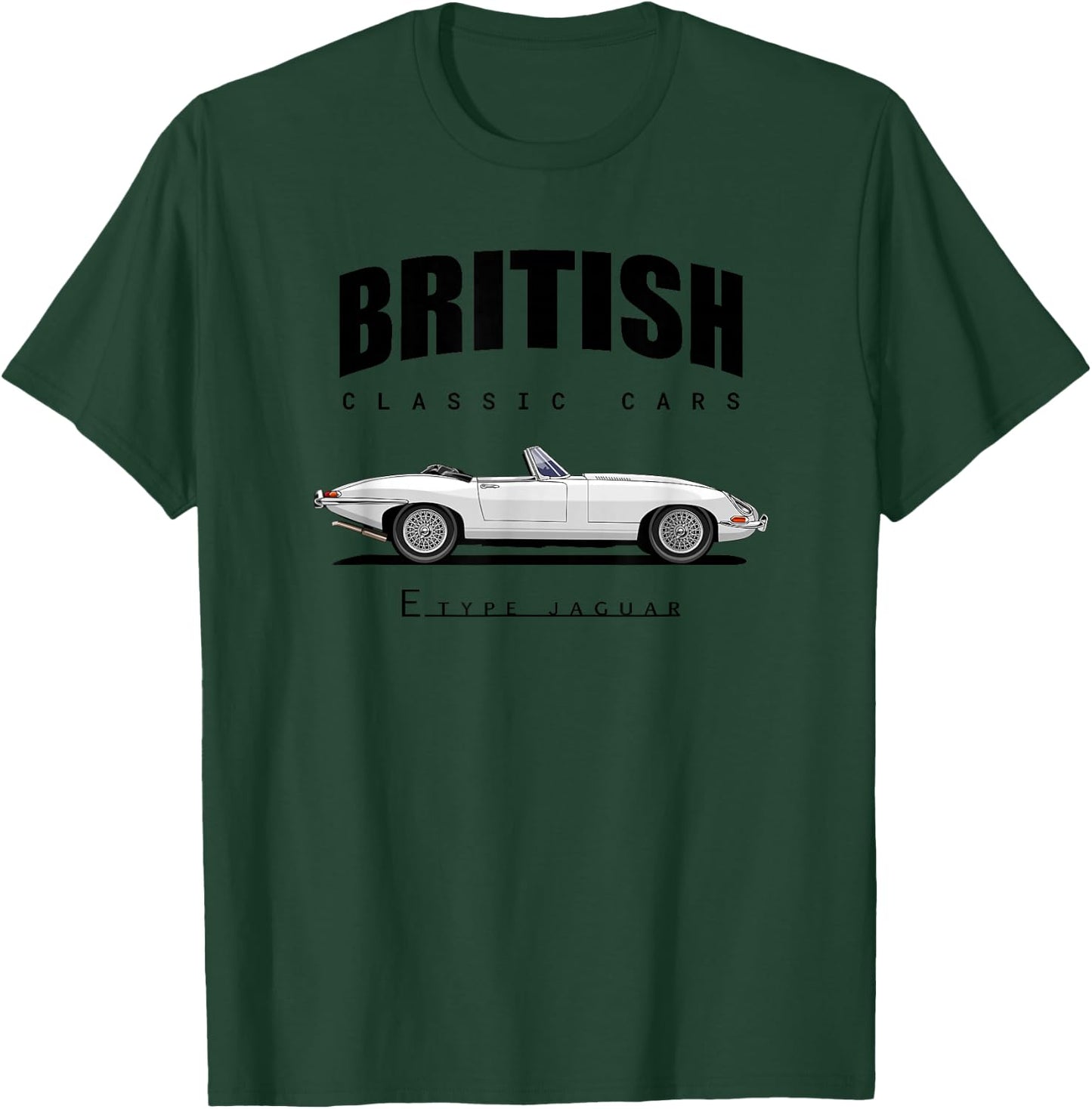 British Classic Cars - E Type Jaguar T-Shirt - T-Shirt | Forest