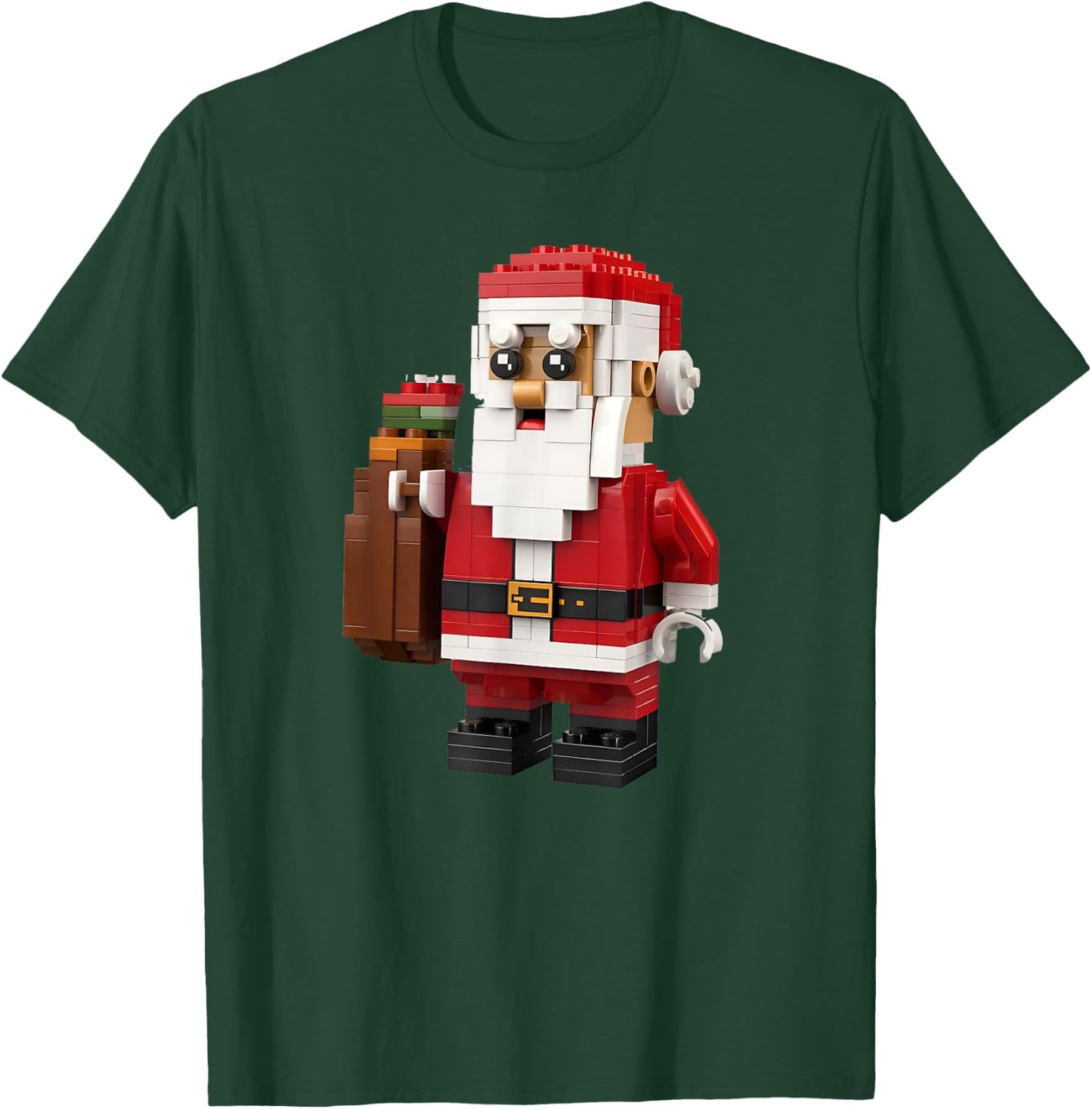 Christmas Builder Block Brick Building Santa Face Kids Boys T-Shirt - T-Shirt | Forest