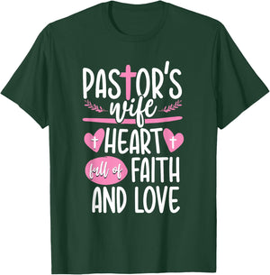 Christian Jesus Pastor's Wife Church Appreciation Heart T-Shirt - T-Shirt | Forest