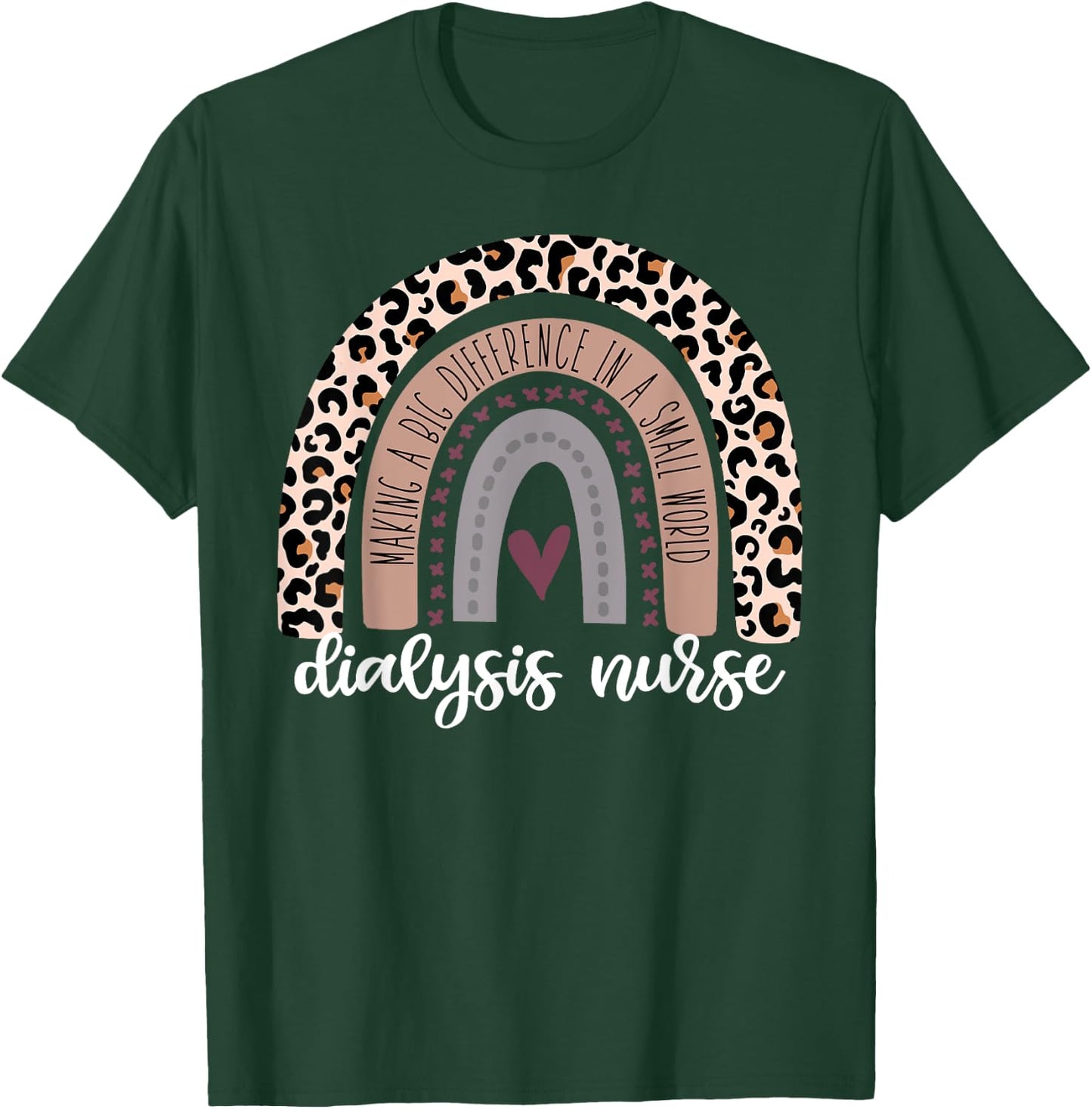 Dialysis Nurse RN Nephrology Registered leopard rainbow T-Shirt - T-Shirt | Forest