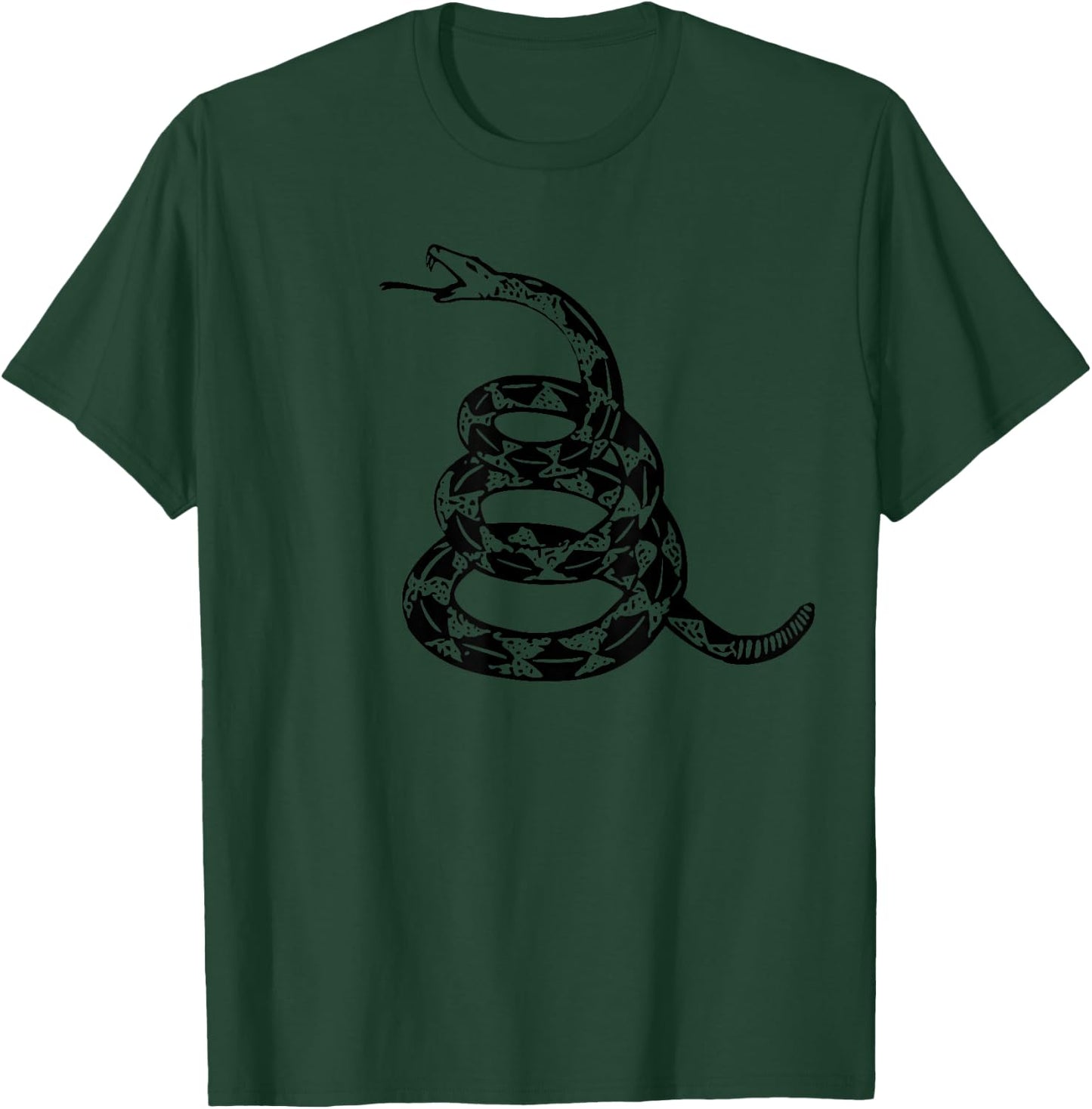 Gadsden Flag Snake ONLY Black Design subtle ghost T-Shirt - T-Shirt | Forest