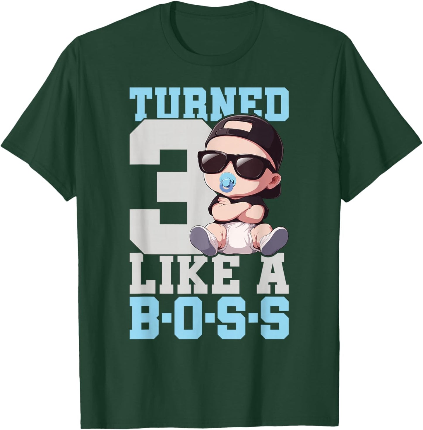 Baby 3rd Birthday Boy Girl 3 Years Like a Boss Kids T-Shirt - T-Shirt | Forest