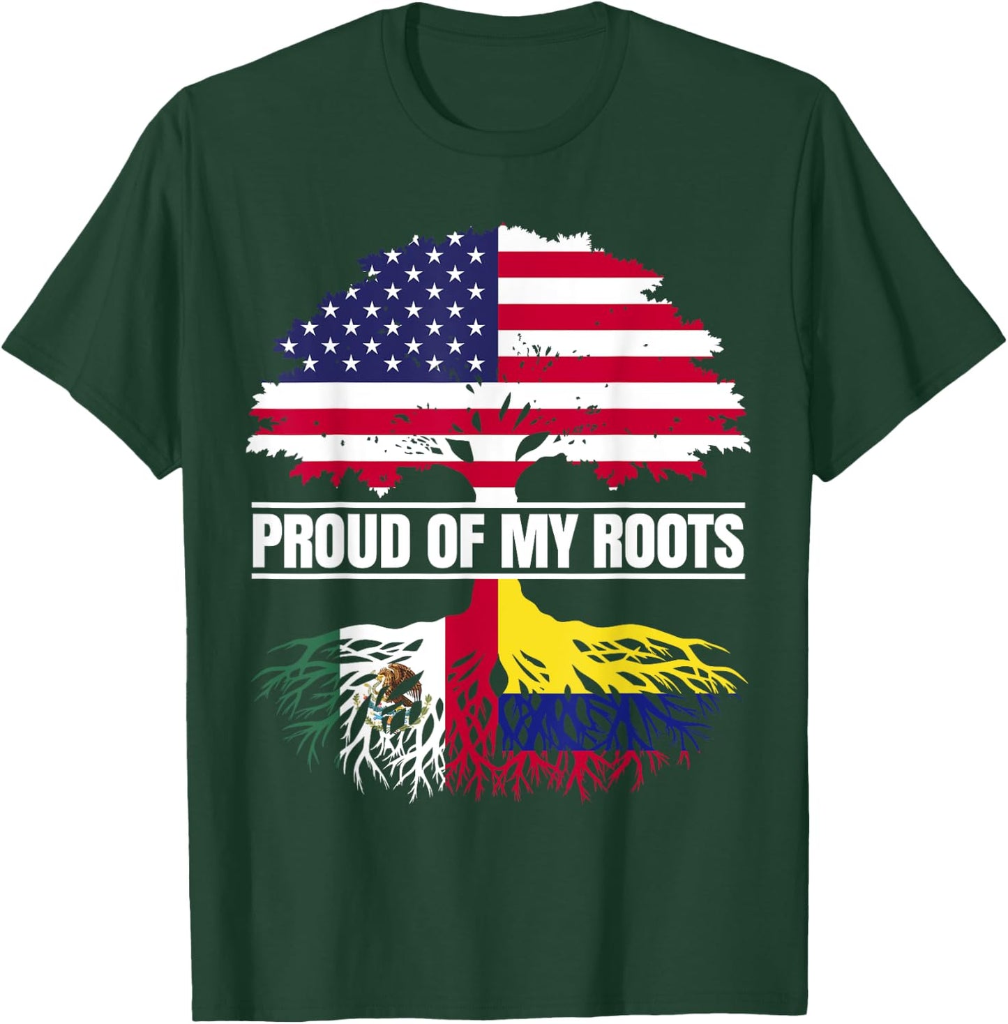 Mexico Colombia Heritage Mix Proud Roots Mexican Colombian T-Shirt - T-Shirt | Forest