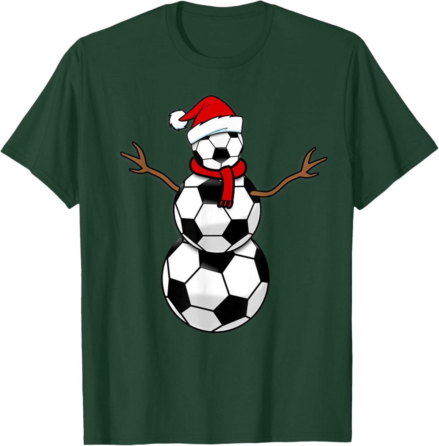 Funny Christmas Soccer Balls Santa Snowman T-Shirt - T-Shirt | Forest