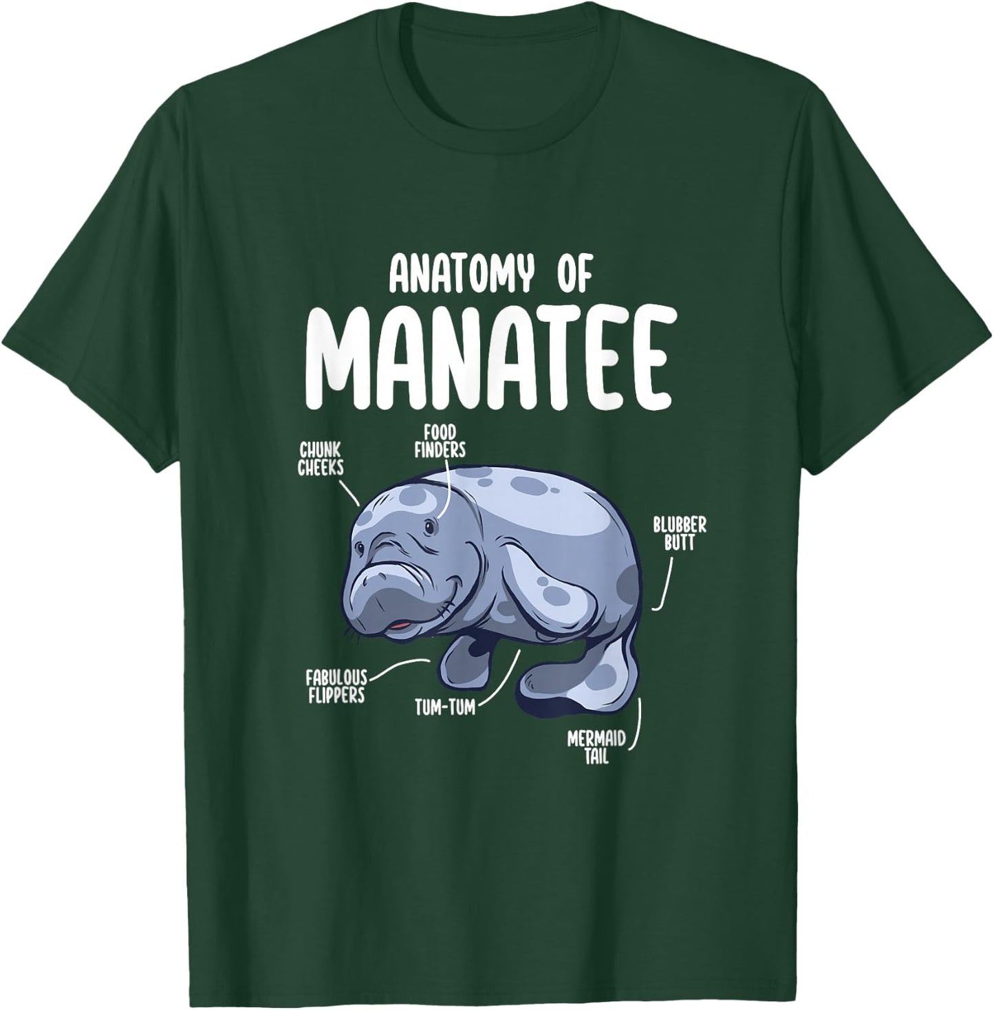 Anatomy of Manatee Funny Sea Animal Chubby Manatee Lovers T-Shirt - T-Shirt | Forest