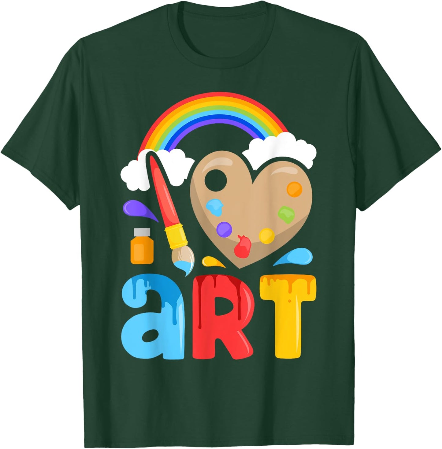I Love Art Artist Painter Colorful Painting Gifts Kids Girls T-Shirt - T-Shirt | Forest