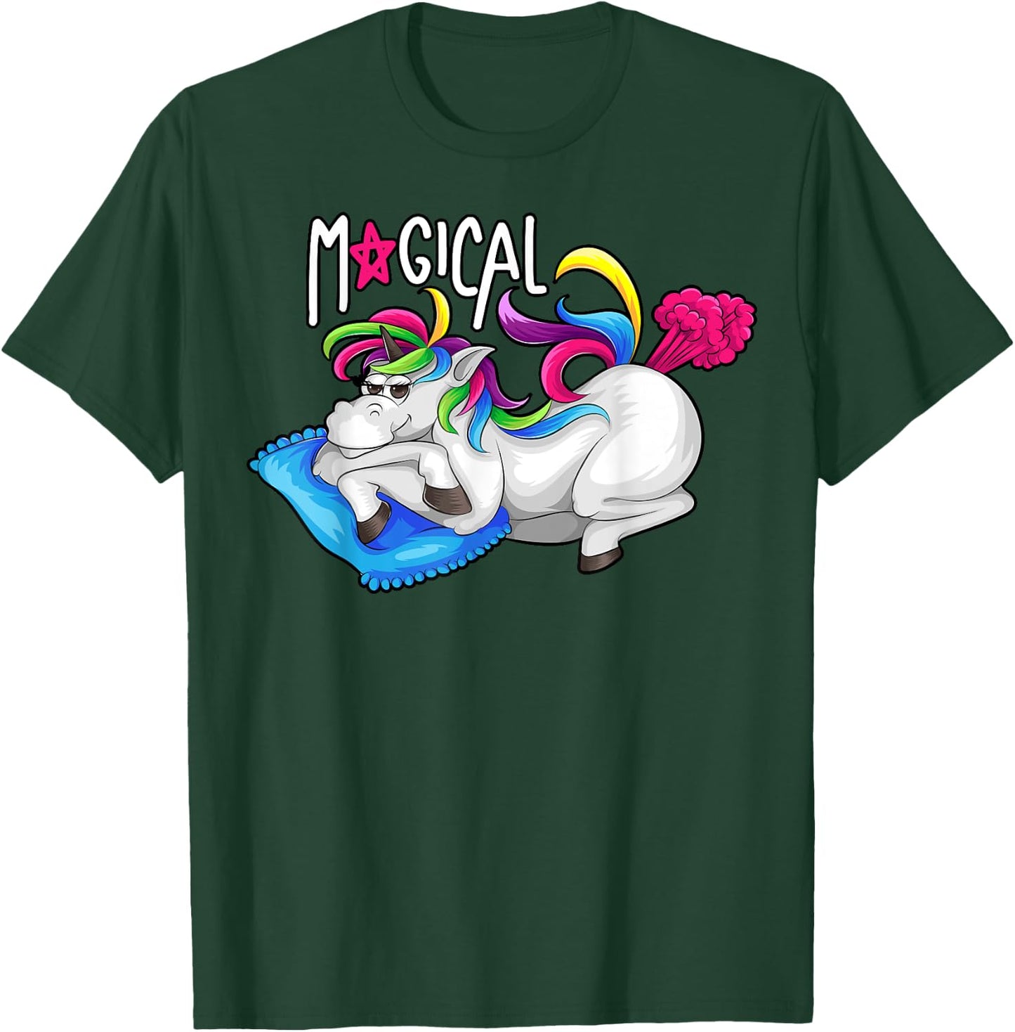 Unicorn Magical Fart | Cool Farting Horses Funny Joke Gift T-Shirt - T-Shirt | Forest