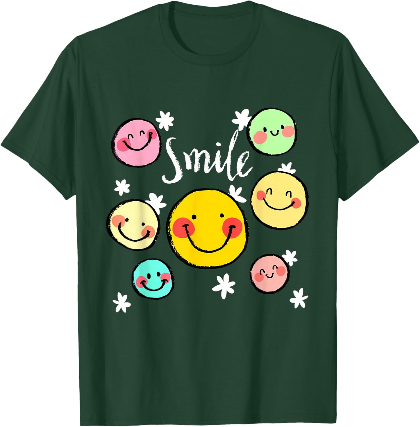 Cool Silhouette Happy Smile Face Illustration Graphic Design , Black, S T-Shirt - T-Shirt | Forest