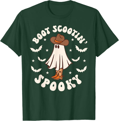 Retro Western Halloween Cute Ghost Funny Boot Scootin Spooky