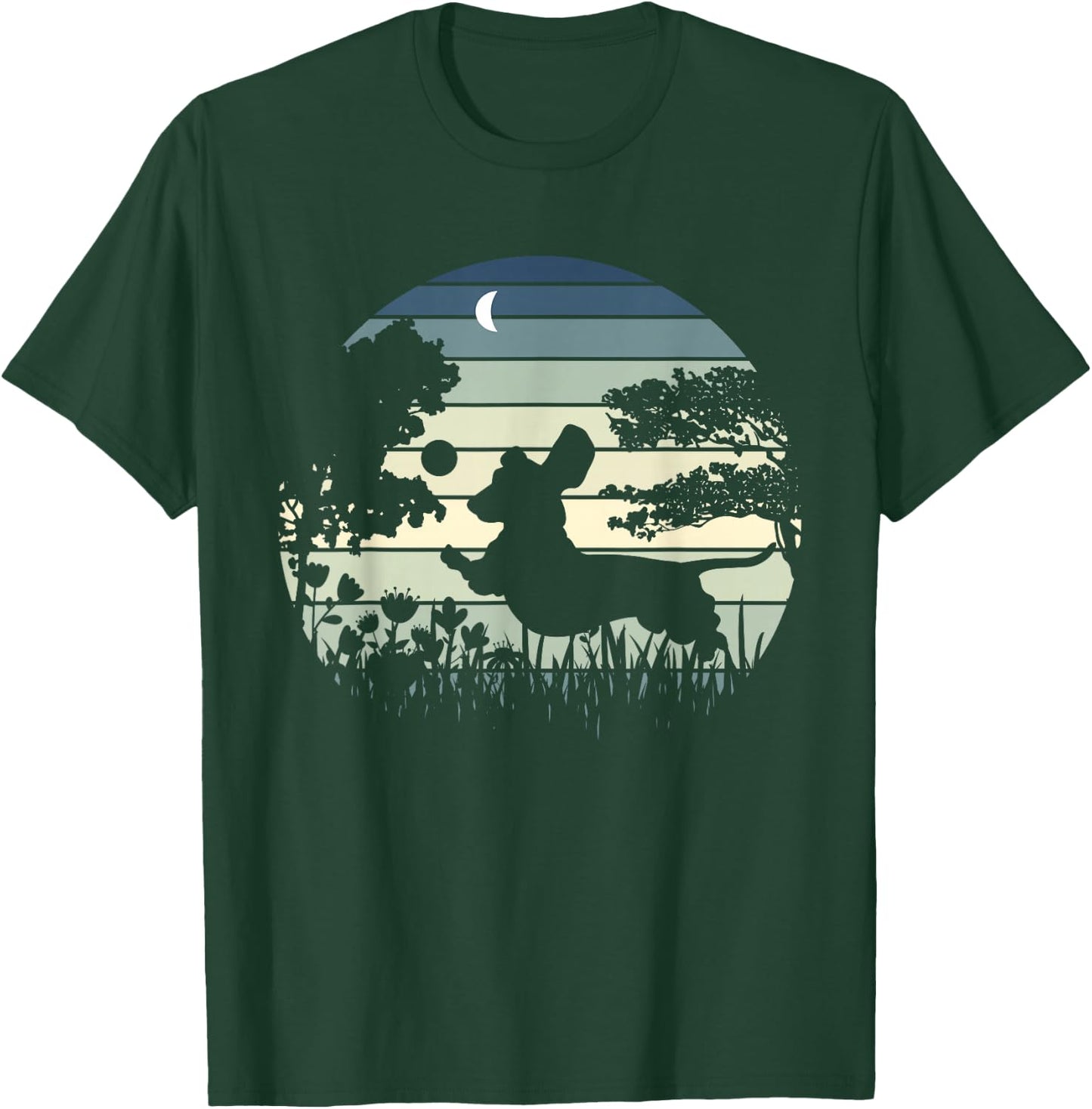Dachshund Wiener Dog Sunset Garden Nature Lover T-Shirt - T-Shirt | Forest