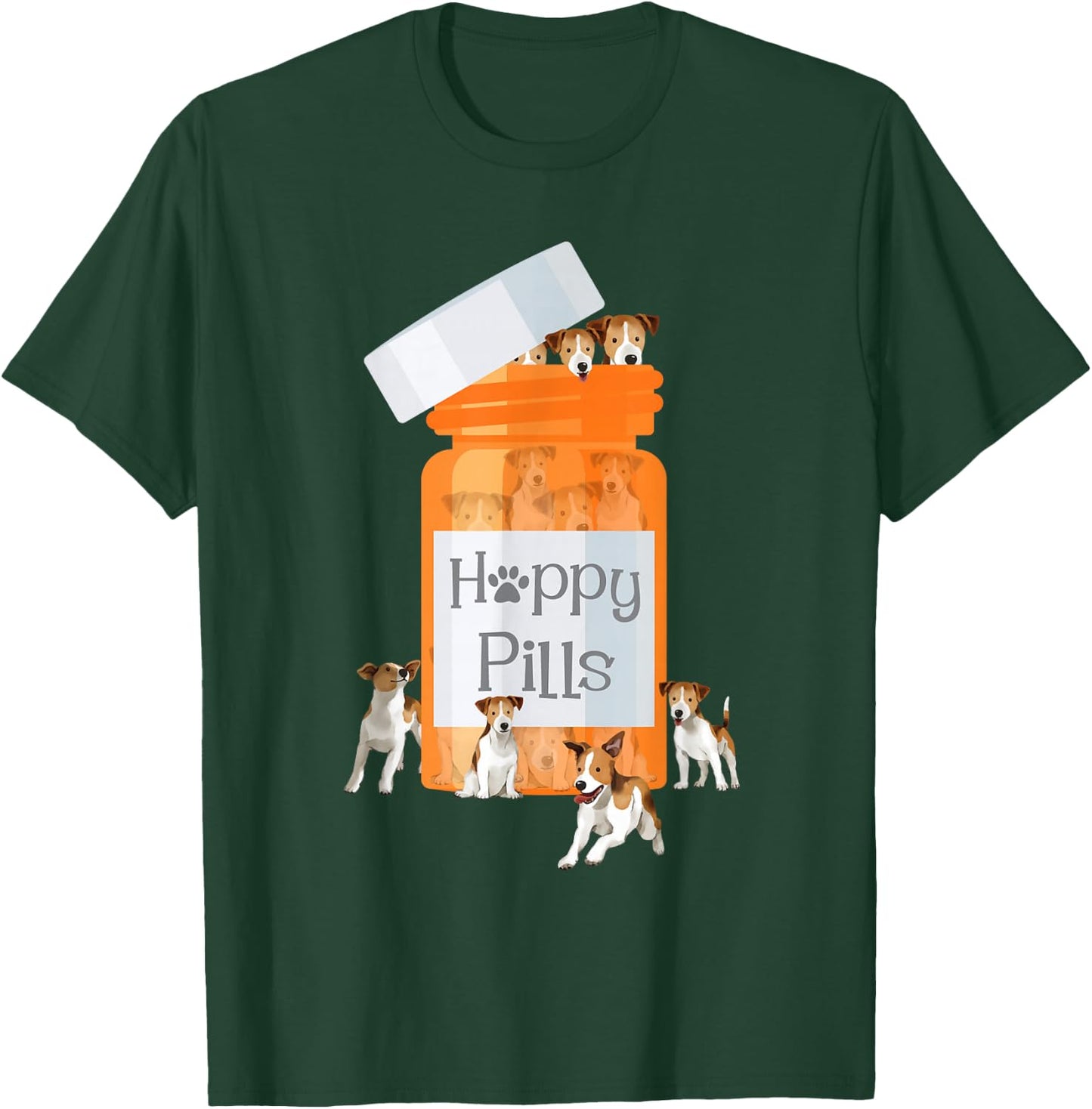 Happy Pills - Jack Russell Terrier Dog Lover Pet Owner T-Shirt - T-Shirt | Forest