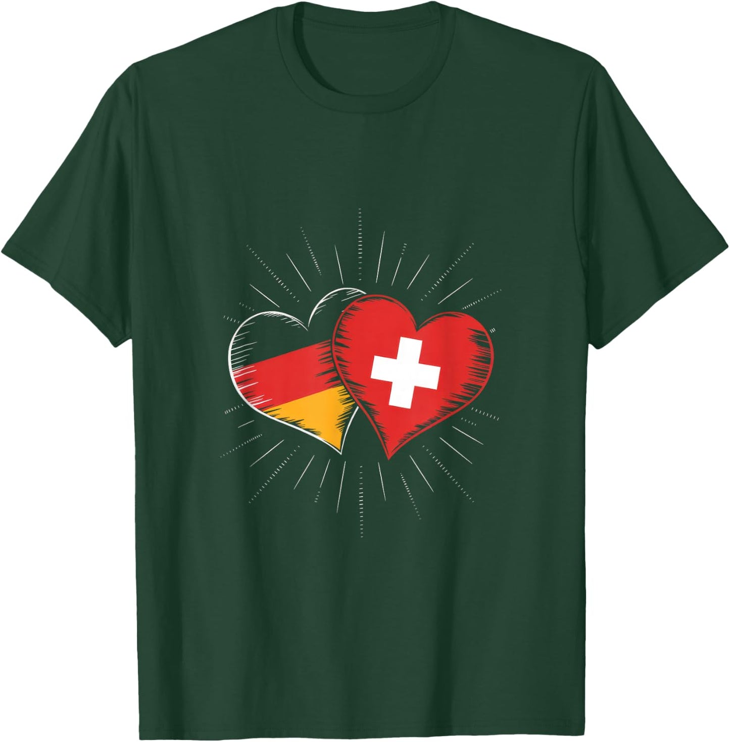 Deutschland Schweiz Freundschaft Herz Flagge T-Shirt - T-Shirt | Forest