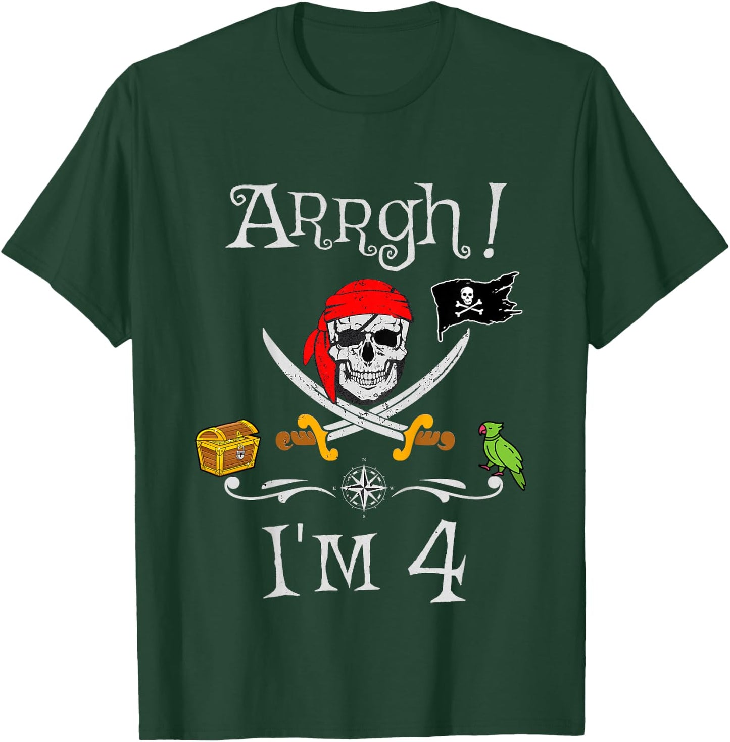 Arrgh I'm 4 Pirate Birthday 4 Year Old T-Shirt - T-Shirt | Forest