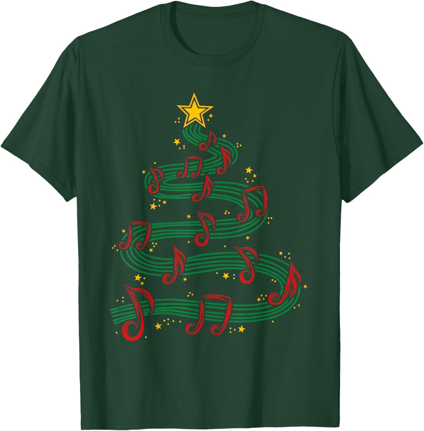 Christmas Tree Musical Notes Song Musician Sing Carols Music T-Shirt - T-Shirt | Forest