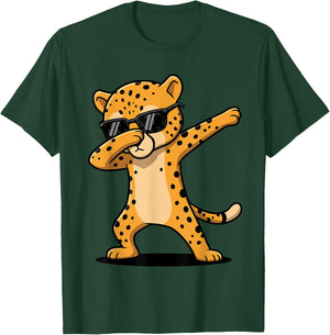 Funny Dabbing Cheetah Shirt Boys Animal Print Cheetah T-Shirt - T-Shirt | Forest