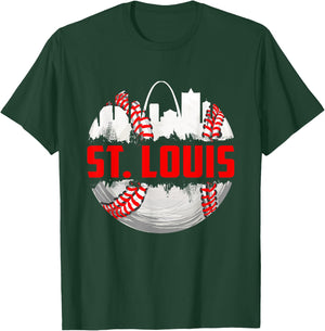 St. Louis Cityscape Vintage Baseball Women Kids T-Shirt - T-Shirt | Forest