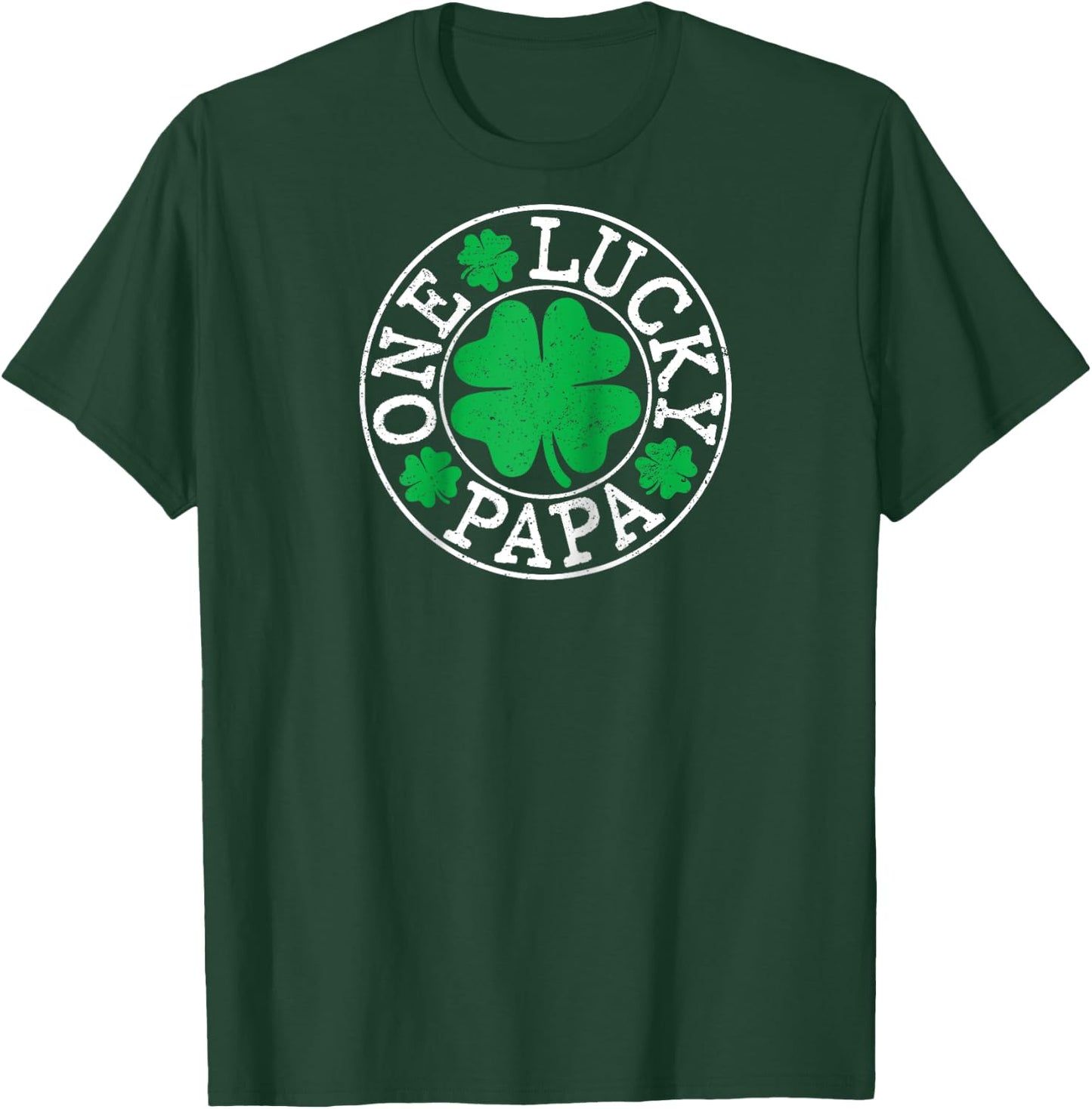 One Lucky Papa Funny St Patrick's Day Family Matching Raglan Baseball T-Shirt - T-Shirt | Forest