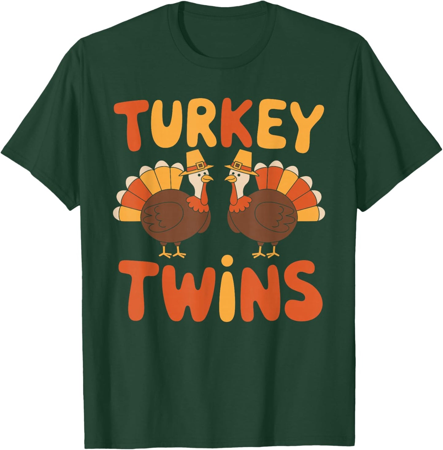 Turkey twins Thanksgiving Shirts Cute Matching Outfits T-Shirt - T-Shirt | Forest