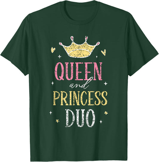 Queen And Princess Duo Matching Mom Mother Daughter Mommy T-Shirt - T-Shirt | Forest