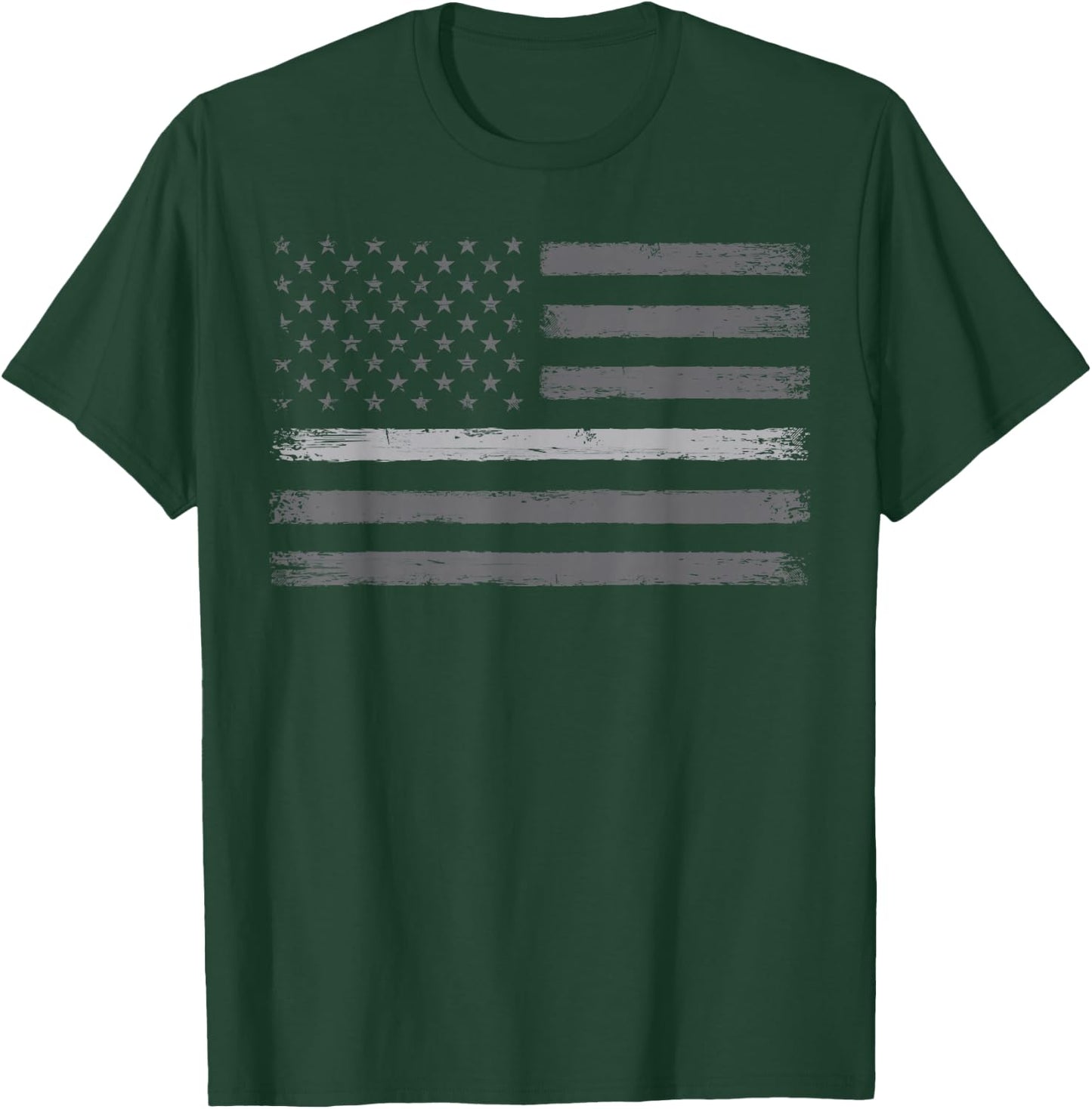 Correctional Officer Gift Thin Silver Line USA American Flag T-Shirt - T-Shirt | Forest