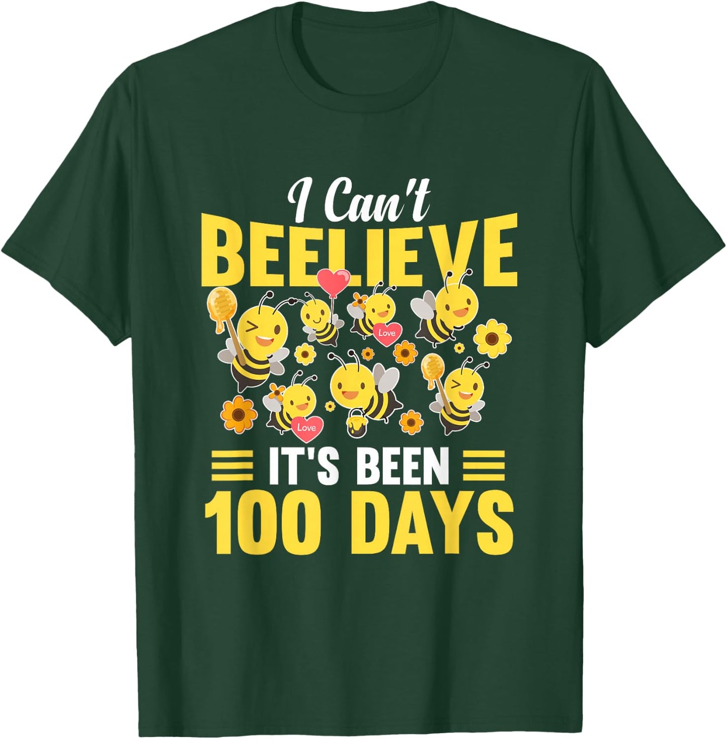 100th Day Of School 100 Days Smarter Learn Boys Girls Bees T-Shirt - T-Shirt | Forest