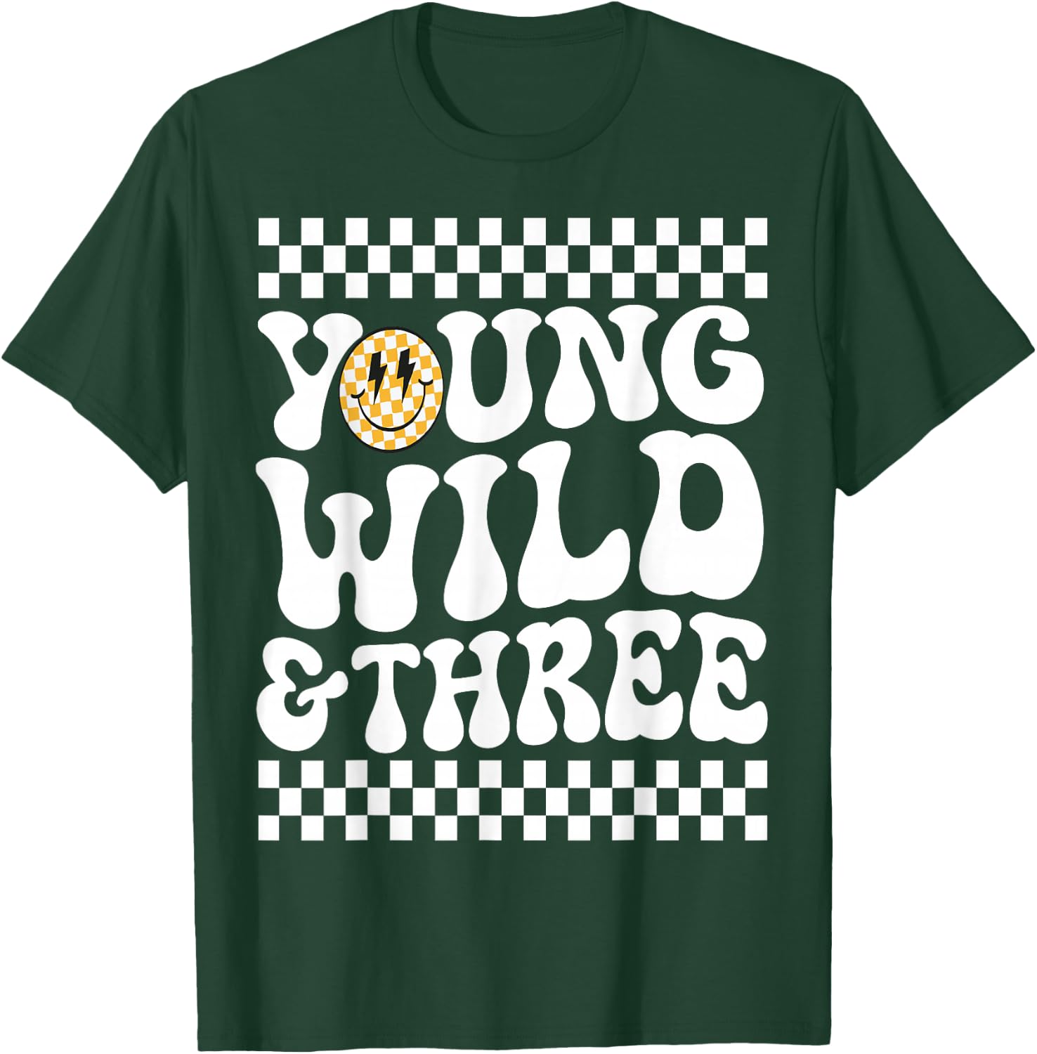 Kids Young Wild and Three 3rd Birthday Boy Happy Dude T-Shirt - T-Shirt | Forest