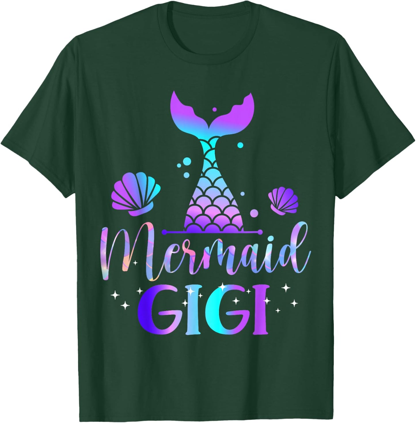 Mermaid Gigi of The Birthday Mermaid Birthday Crew Family T-Shirt - T-Shirt | Forest