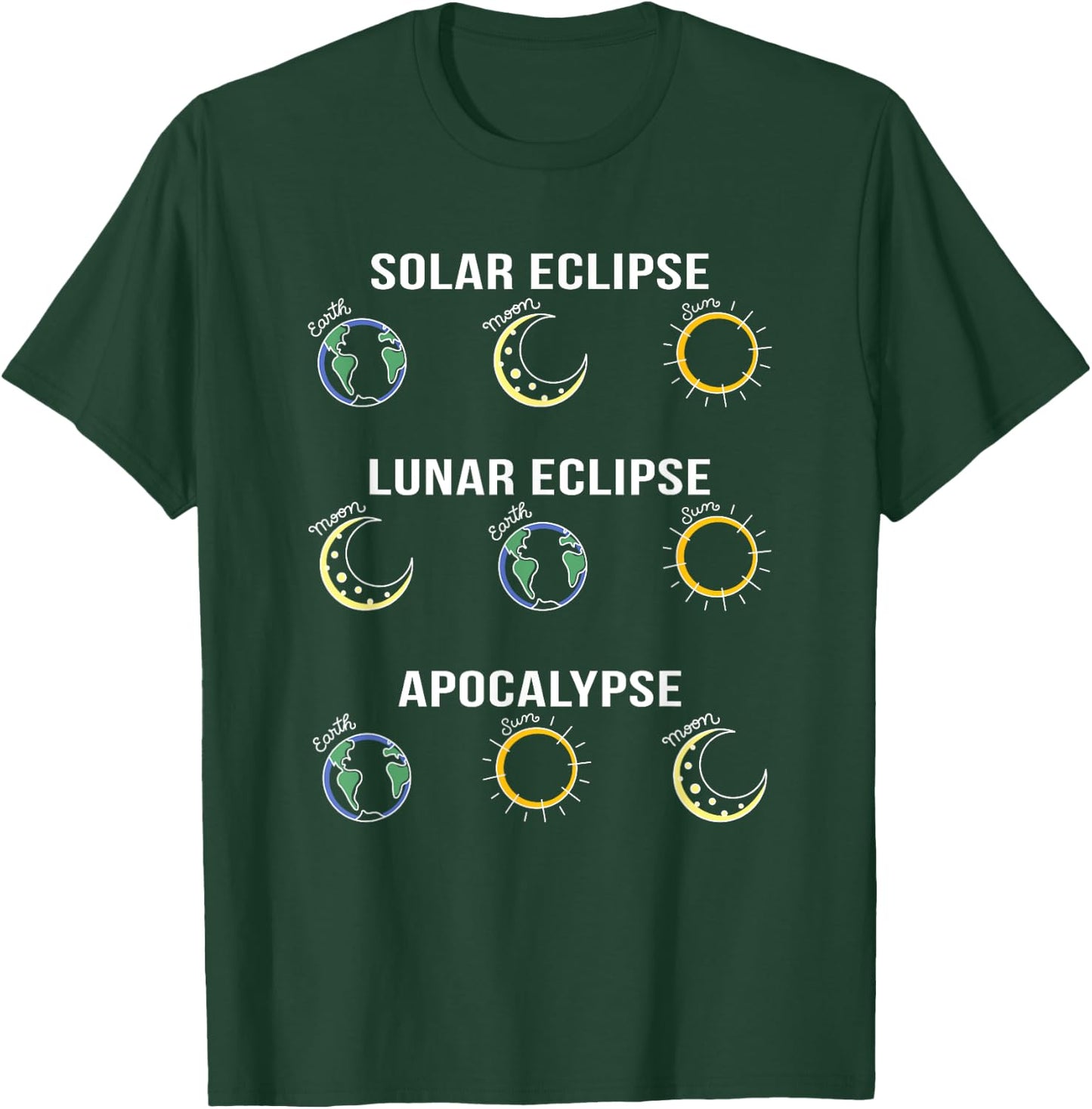 Solar Eclipse Moon Eclipse Apocalypse Astronomy Funny T-Shirt - T-Shirt | Forest