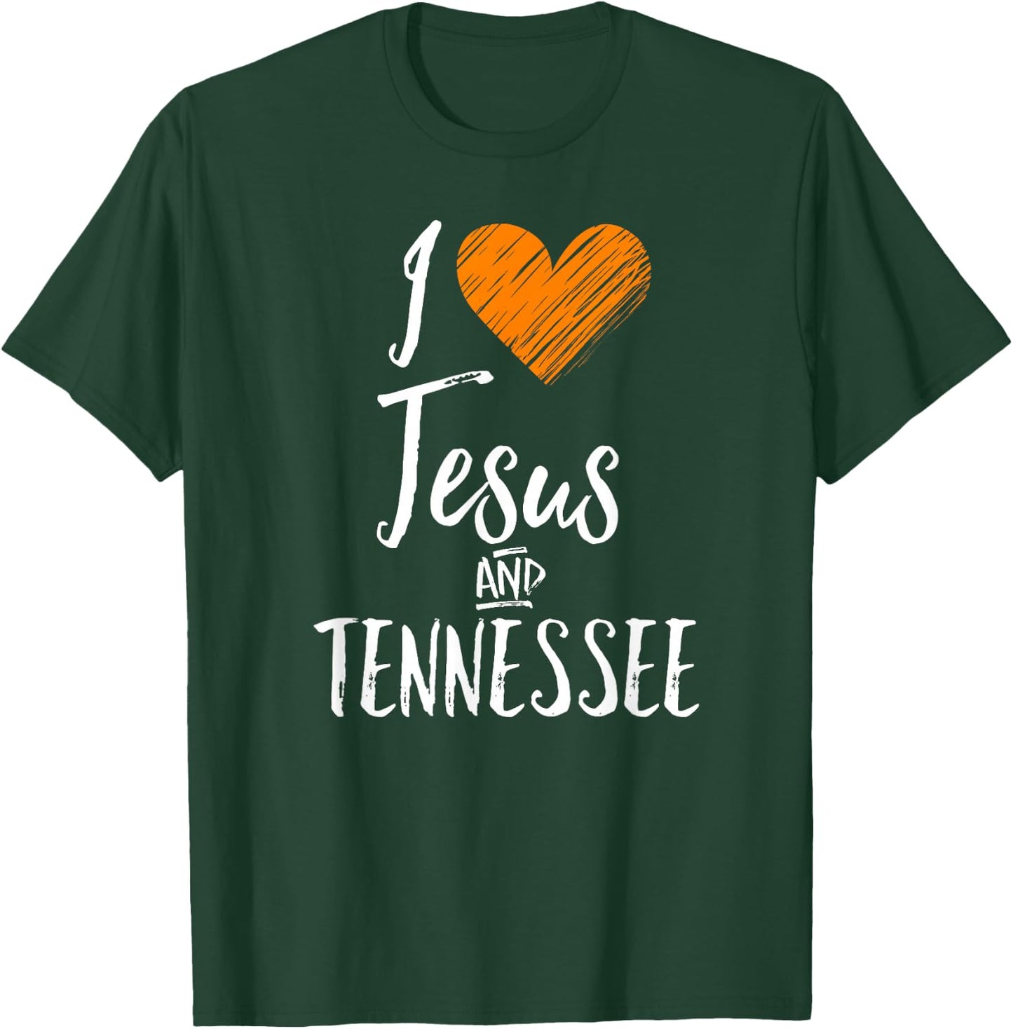 I Love Jesus And Tennessee Shirt Orange Heart Cute Fan Gift T-Shirt - T-Shirt | Forest