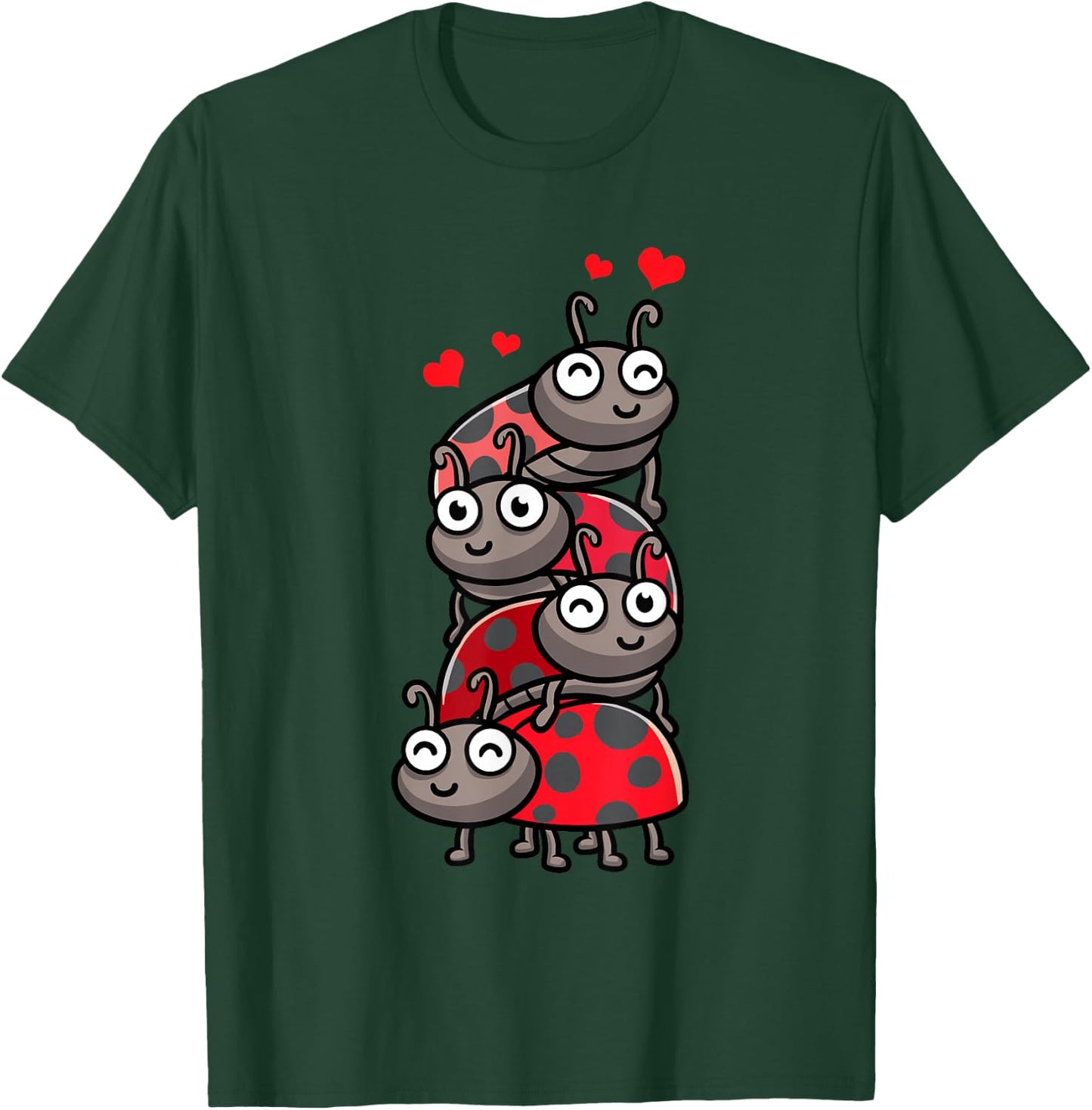Ladybug with Hearts Bug Lover Small T-Shirt - T-Shirt | Forest