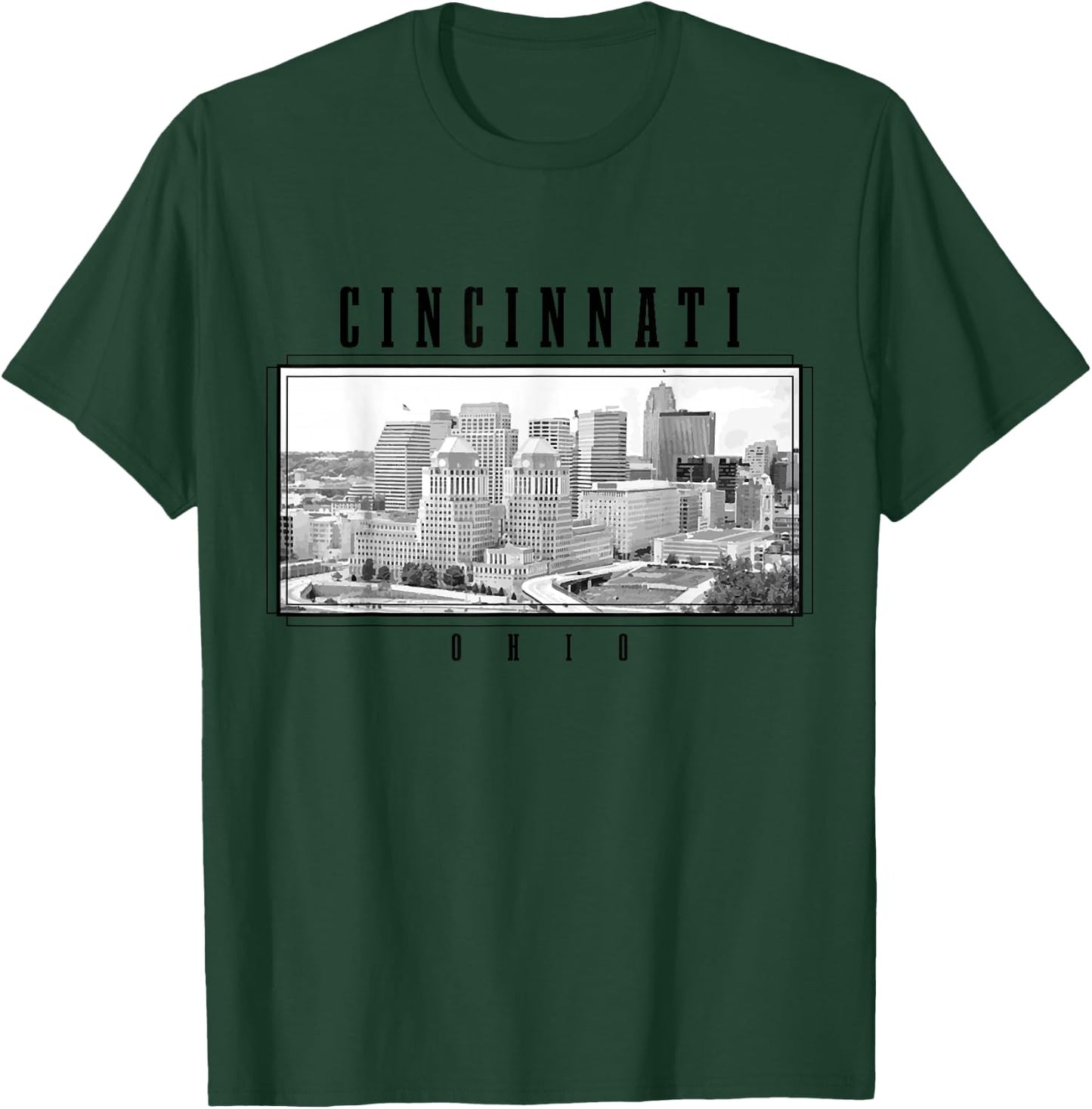 Cincinnati Ohio Vintage Skyline USA America Souvenir T-Shirt - T-Shirt | Forest