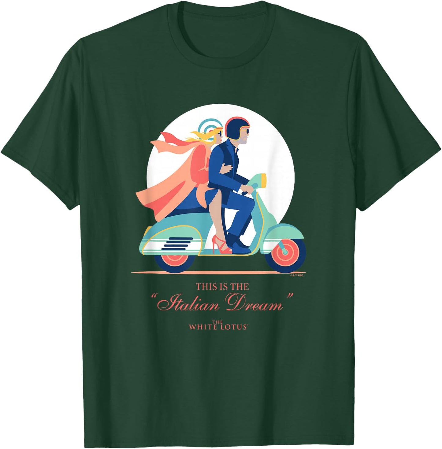 The White Lotus Tanya Italian Dream Scooter Vintage Logo T-Shirt - T-Shirt | Forest