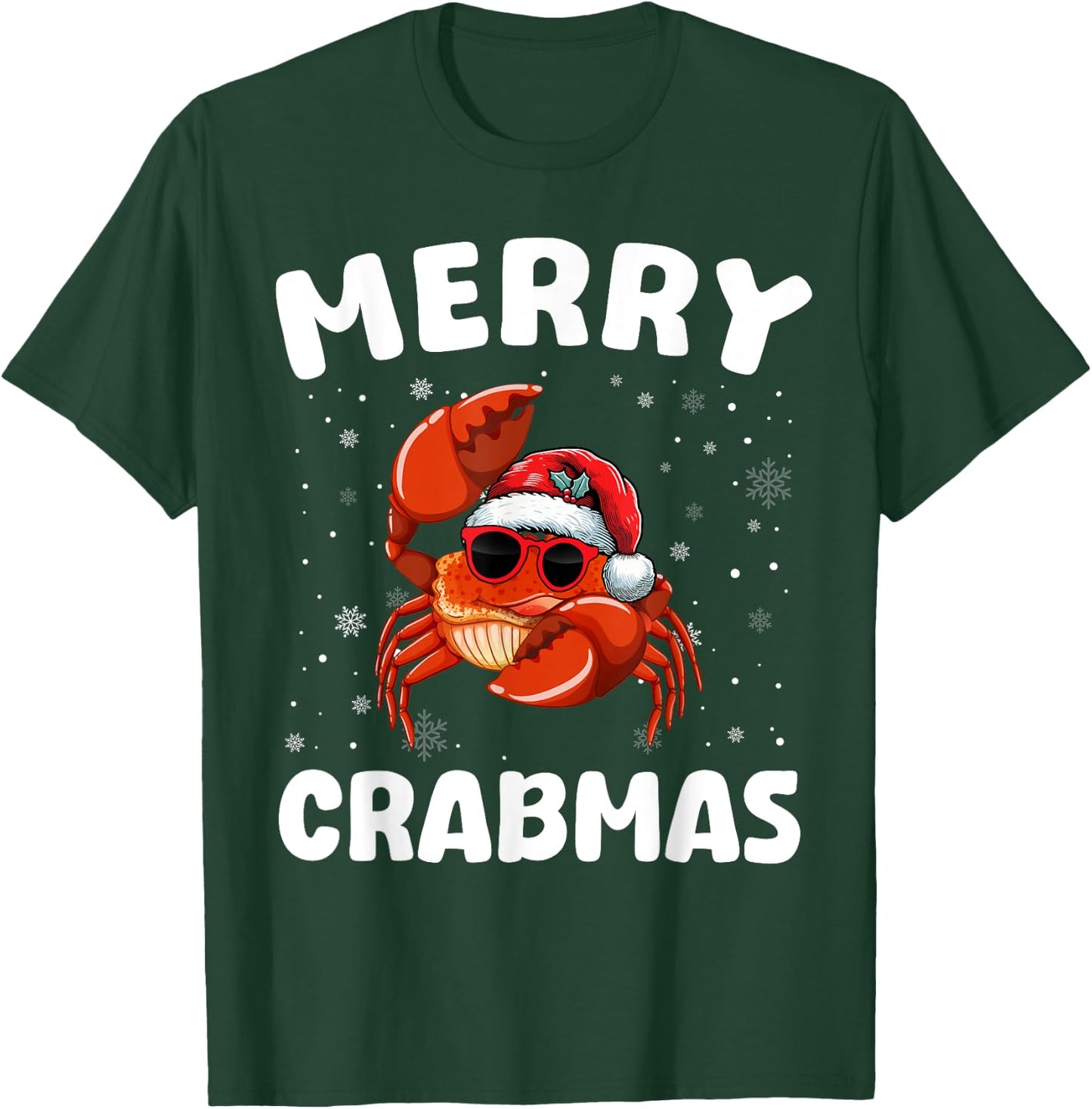 Merry Christmas Crab Merry Crabmas Funny Boy Girl Kids T-Shirt - T-Shirt | Forest