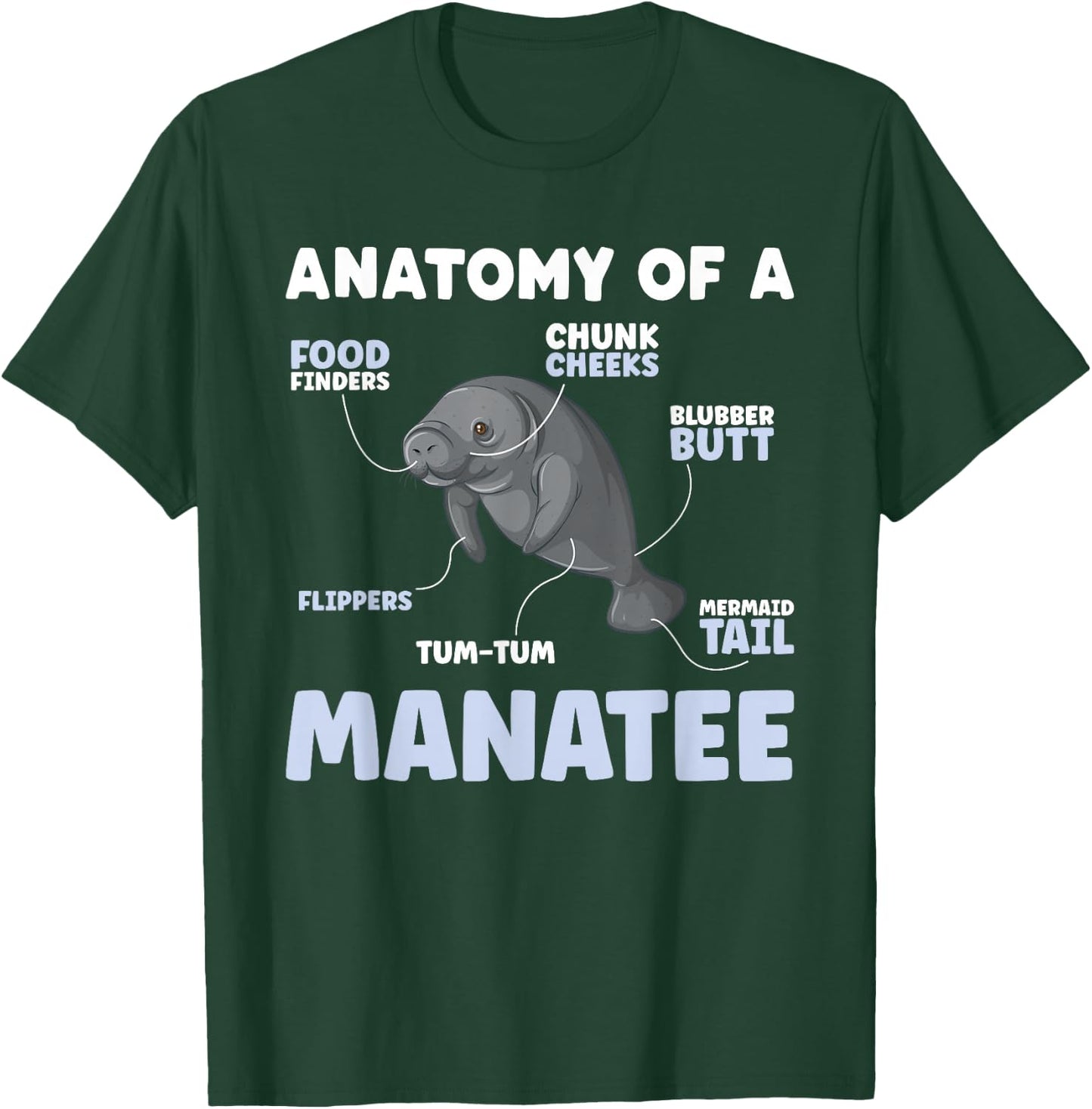 Anatomy Of A Manatee Funny Manatee Lover Manatees T-Shirt - T-Shirt | Forest