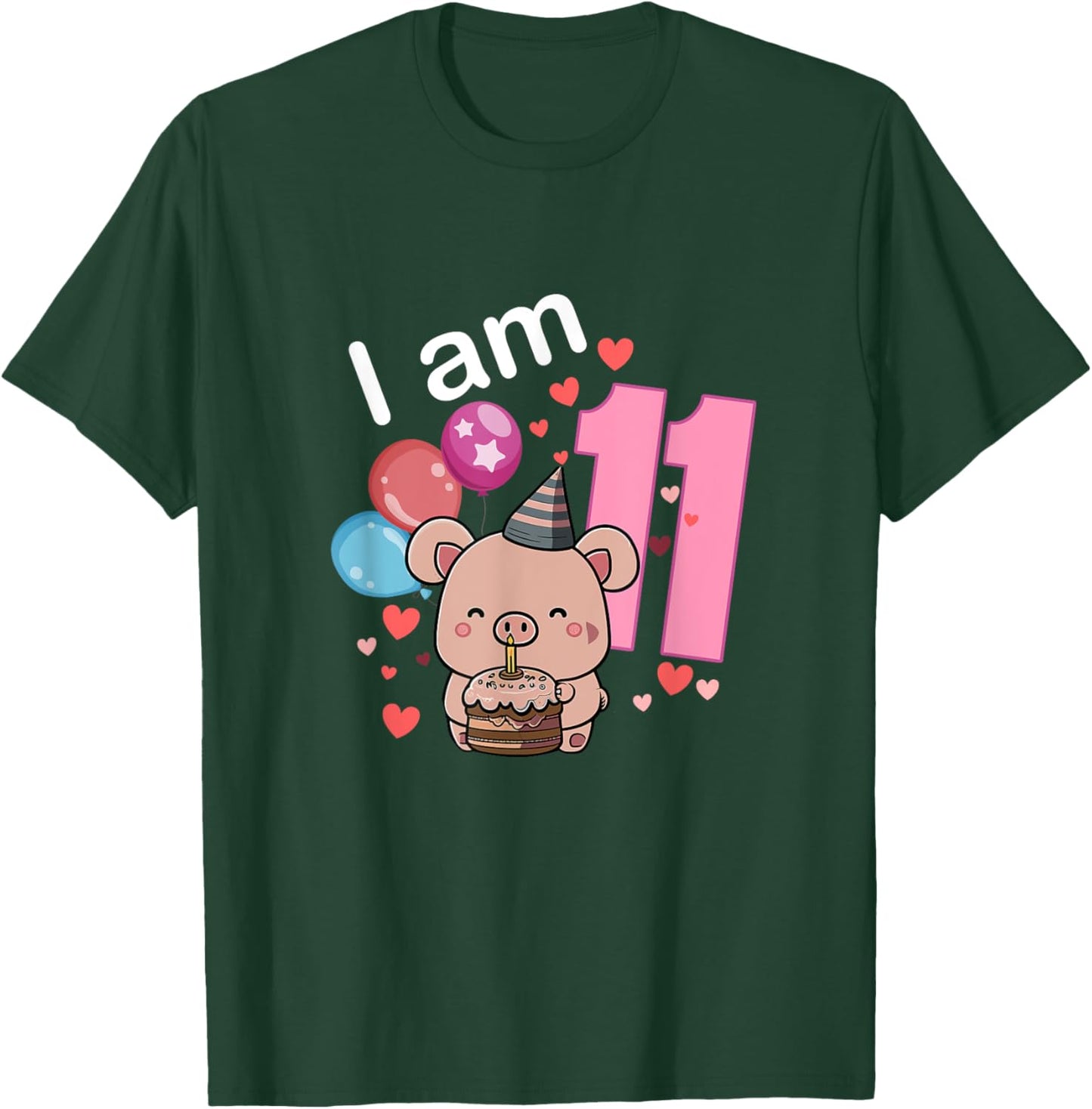 My 11th Birthday Pig Lover Party Gifts 11 Years Old Bday Pig T-Shirt - T-Shirt | Forest