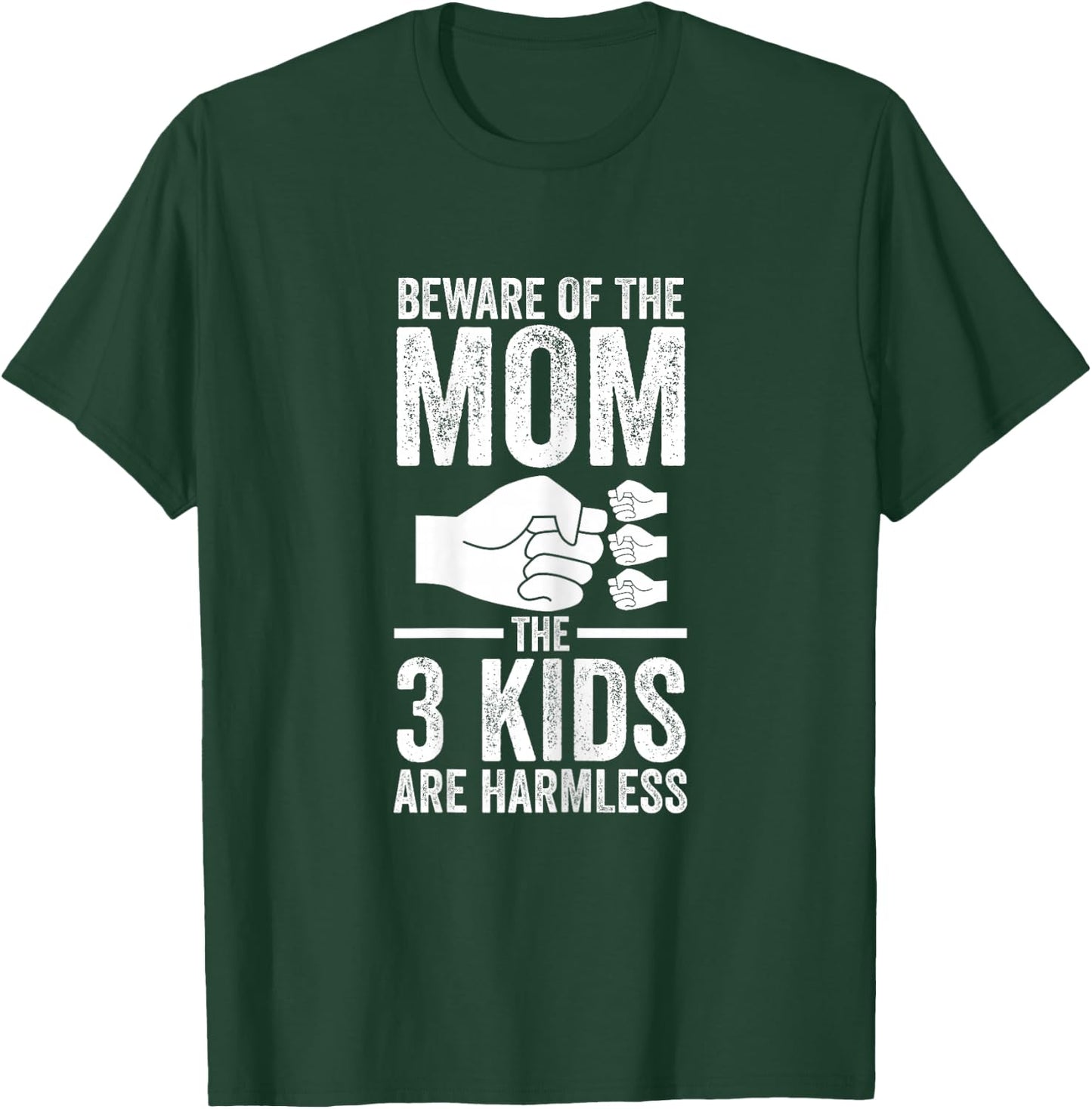 Women's with German Text "Vorsicht vor der Mutter Die 3 Kinder Mama von 3 Kinder" [, black T-Shirt - T-Shirt | Forest