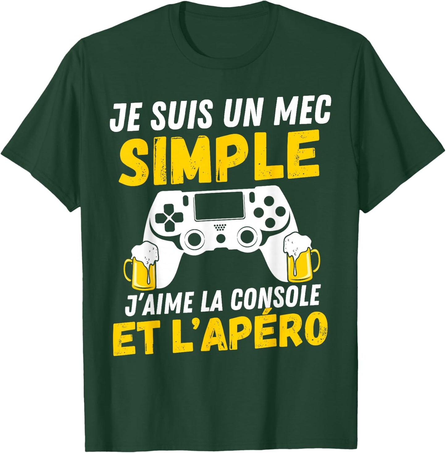 Simple guy i love aperitif and console funny teen video gamer , Black, S T-Shirt - T-Shirt | Forest
