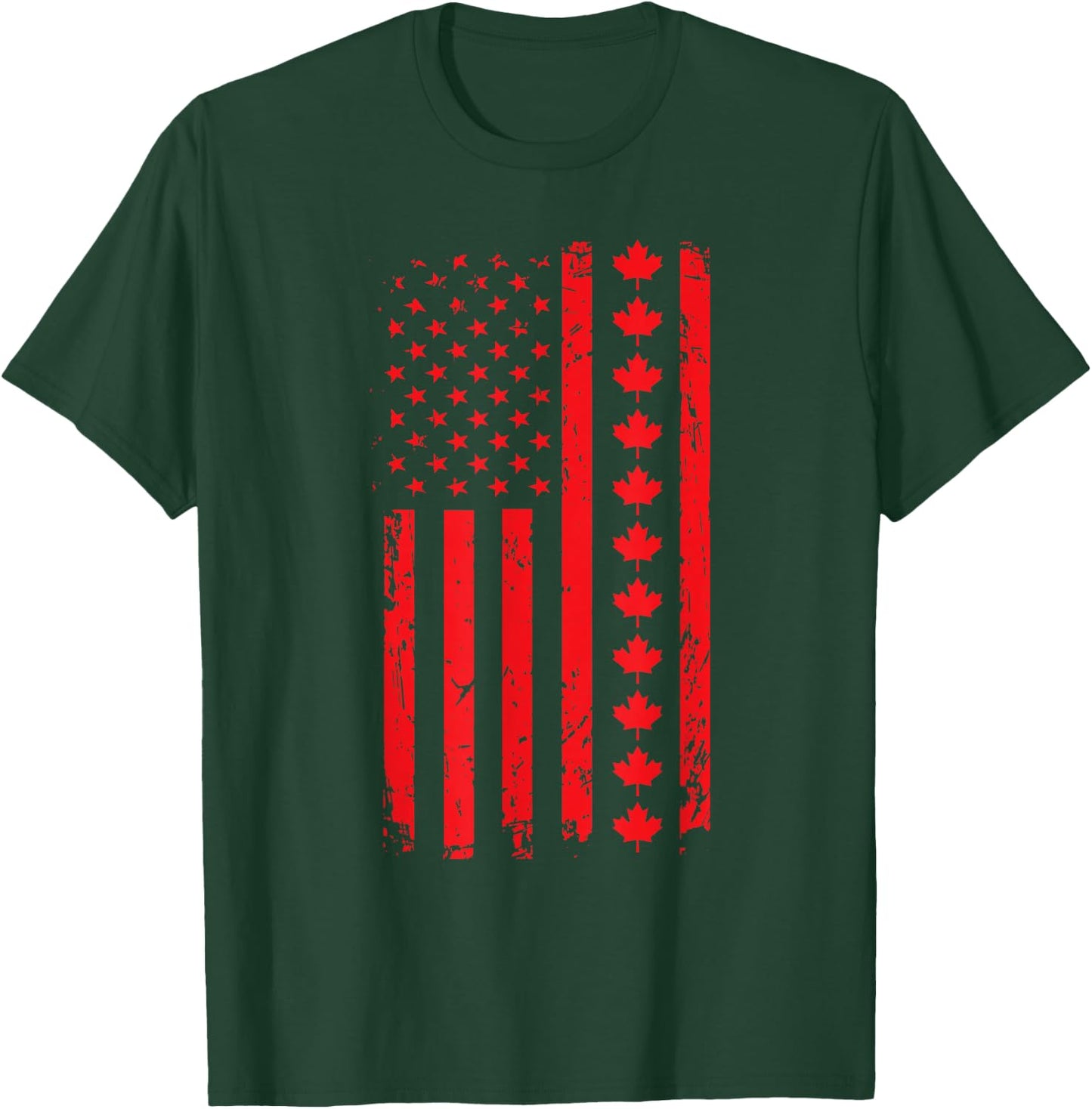 Our 51st state of America American Flag with Canada Maple T-Shirt - T-Shirt | Forest