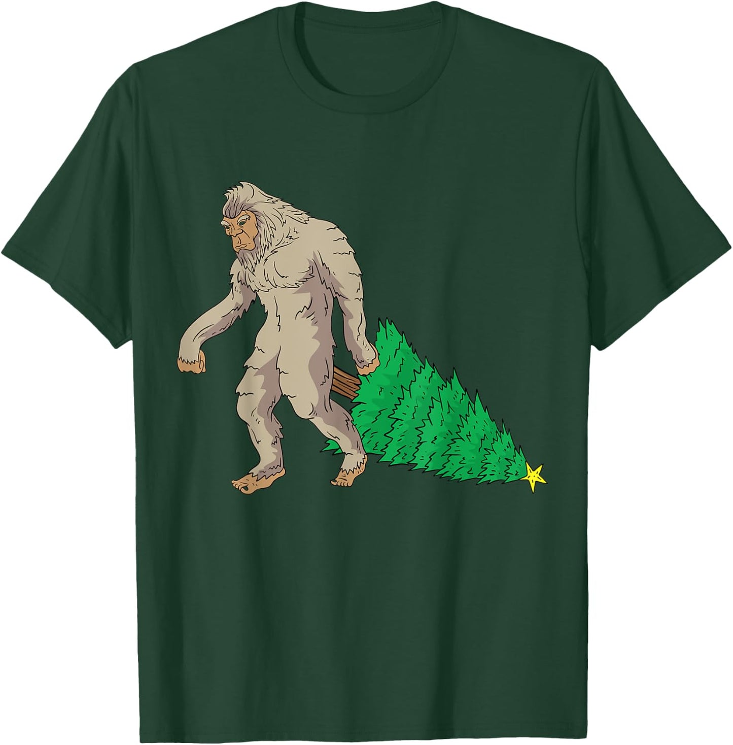 Bigfoot Santa Claus Hat Sasquatch Christmas Tree Funny Gift T-Shirt - T-Shirt | Forest