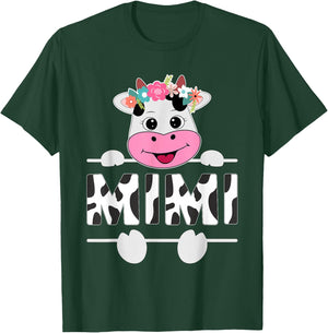 Mimi Of The Birthday Girl Cow Grandma Family Party T-Shirt - T-Shirt | Forest
