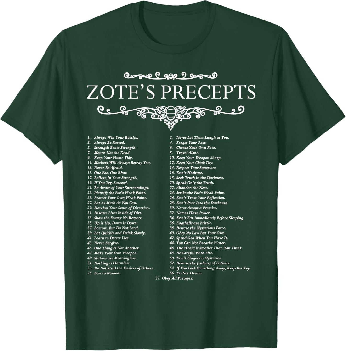 Funny Nerdy Zote's Precepts Knight Gamer T-Shirt - T-Shirt | Forest