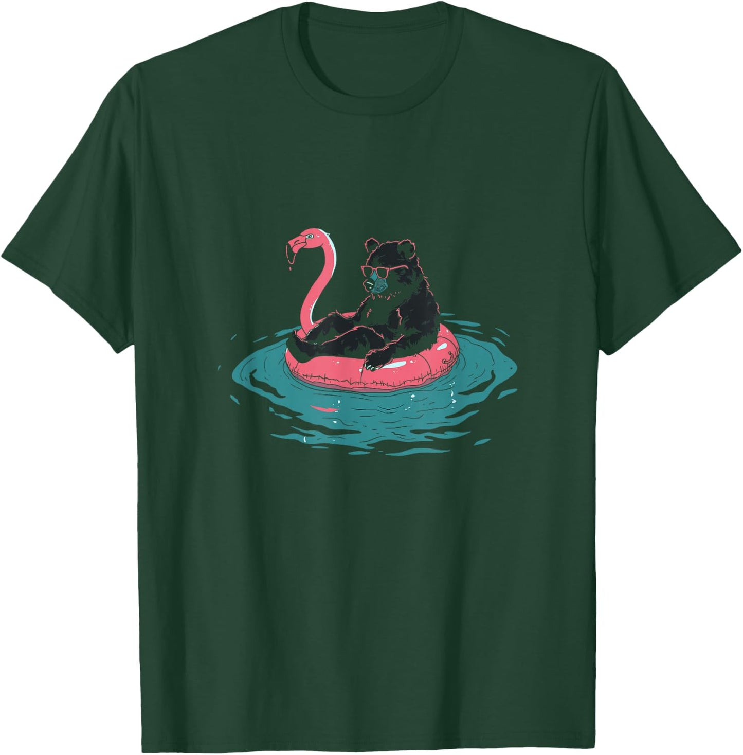 Summer Splash Flamingo Float Gay Bear T-Shirt - T-Shirt | Forest
