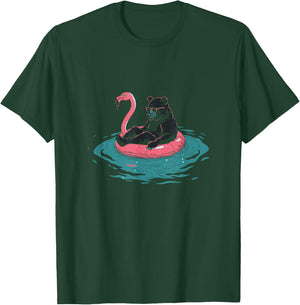 Summer Splash Flamingo Float Gay Bear T-Shirt - T-Shirt | Forest