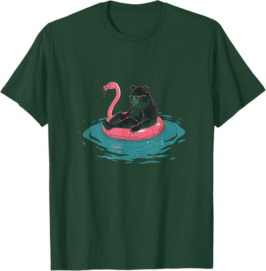 Summer Splash Flamingo Float Gay Bear T-Shirt - T-Shirt | Forest