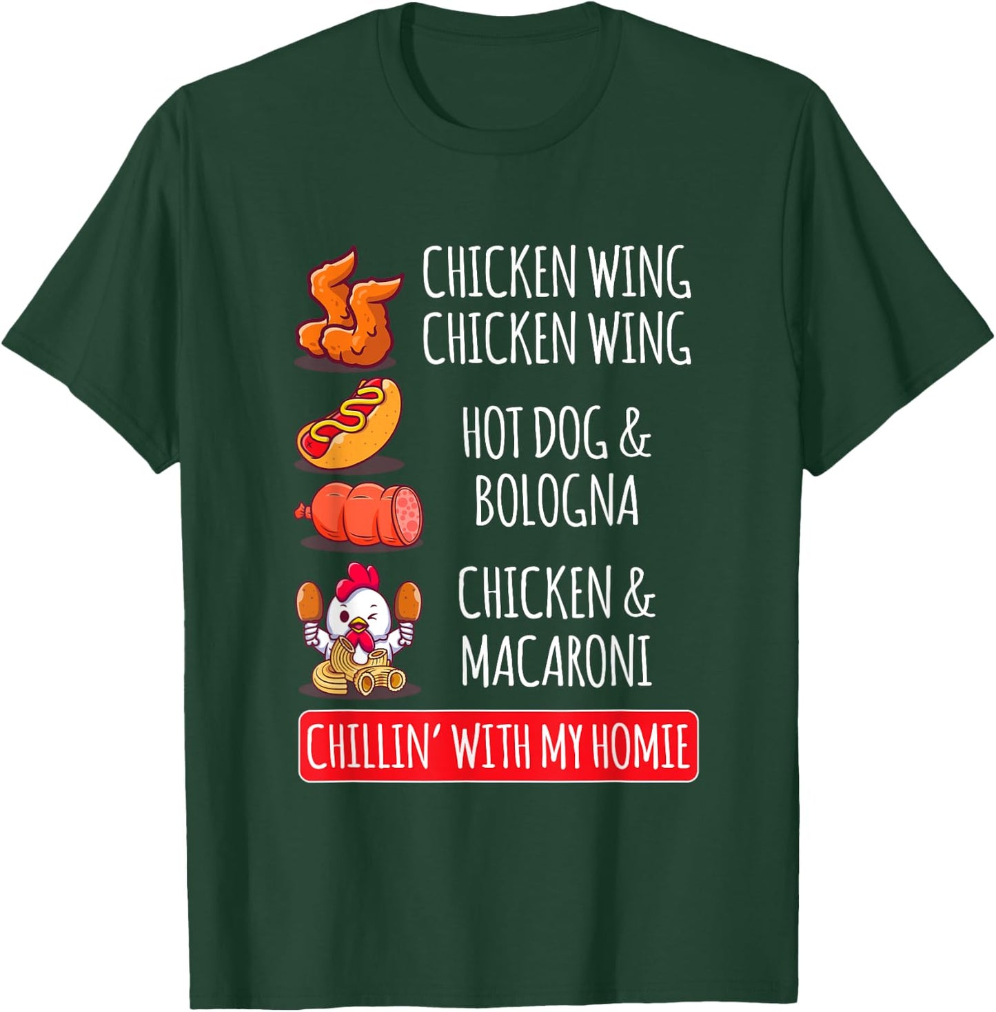 Chicken Wing Chicken Wing Hot Dog And Bologna T-Shirt - T-Shirt | Forest